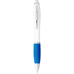Nash ballpoint pen white barrel and coloured grip 1
