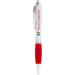 Nash ballpoint pen silver barrel and coloured grip 2