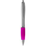 Nash ballpoint pen silver barrel and coloured grip 1