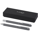 Lucetto recycled aluminium ballpoint and rollerball pen gift set (black ink) 1