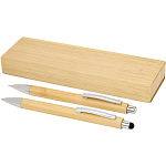 Oblys bamboo ballpoint pen and mechanical pencil set (black ink) 1