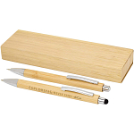 Oblys bamboo ballpoint pen and mechanical pencil set (black ink) 2