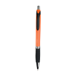 Plastic snap pen with coloured barrel, rubberised grip and chromed details 1