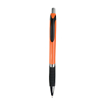 Plastic snap pen with coloured barrel, rubberised grip and chromed details 1