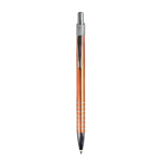 Aluminium snap pen with coloured barrel and ring-decorated grip 1