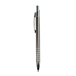 Aluminium snap pen with coloured barrel and ring-decorated grip 2