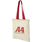 Nevada 100 g/m² cotton tote bag coloured handles 7L 2
