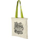 Nevada 100 g/m² cotton tote bag coloured handles 7L 2