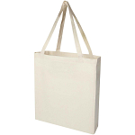 Madras 140 g/m² GRS recycled cotton gusset tote bag 1