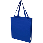 Madras 140 g/m² GRS recycled cotton gusset tote bag 1