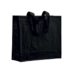 Laminated 120 g/m2 pp shopping bag with gusset and long ribbon handles 1