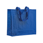 Laminated 120 g/m2 pp shopping bag with gusset and long ribbon handles 1