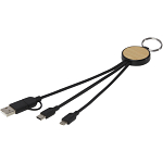 Tecta 6-in-1 recycled plastic/bamboo charging cable with keyring 1