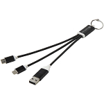 Metal 4-in-1 recycled aluminium charging cable with keychain 2