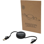Alasia 5-in-1 100 cm recycled plastic and aluminium retractable data sync and 45W fast charge cable 2