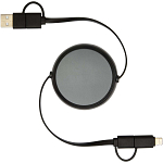 Alasia 5-in-1 100 cm recycled plastic and aluminium retractable data sync and 45W fast charge cable 3