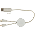 Chechia 5-in-1 recycled plastic 30 cm data sync and 27W fast charge cable with bamboo details 4