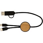 Chechia 5-in-1 recycled plastic 30 cm data sync and 27W fast charge cable with bamboo details 3
