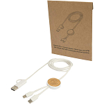 Chechia 5-in-1 recycled plastic 150 cm data sync and 27W fast charge cable with bamboo details 2