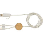 Chechia 5-in-1 recycled plastic 150 cm data sync and 27W fast charge cable with bamboo details 3