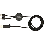 Chechia 5-in-1 recycled plastic 150 cm data sync and 27W fast charge cable with bamboo details 4