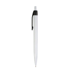 Plastic snap pen with white barrel and coloured clip 2