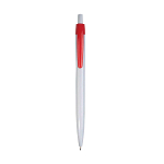 Plastic snap pen with white barrel and coloured clip 1