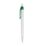 Plastic snap pen with white barrel and coloured clip 2