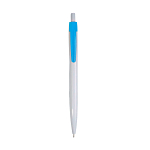 Plastic snap pen with white barrel and coloured clip 1