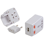 Universal adapter with usb port. input 100-125 v 6 a or 220-250 v 6 a 3