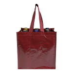 Laminated 120 g/m2 pp bottle shopping bag (6 bottles), short ribbon handles 2
