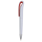 Plastic snap pen with white barrel and curved clip with coloured inside, jumbo refill 2