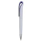 Plastic snap pen with white barrel and curved clip with coloured inside, jumbo refill 2