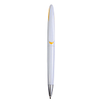 Plastic snap pen with white barrel and curved clip with coloured inside, jumbo refill 1