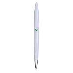 Plastic snap pen with white barrel and curved clip with coloured inside, jumbo refill 1
