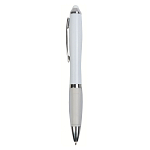 Plastic twist pen with white barrel, rubberised coloured grip 2