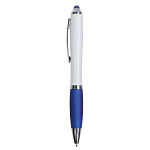 Plastic twist pen with white barrel, rubberised coloured grip 2