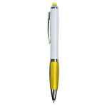 Plastic twist pen with white barrel, rubberised coloured grip 2