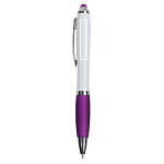 Plastic twist pen with white barrel, rubberised coloured grip 2