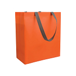 Laminated, heat-sealed 100 g/m2 non-woven fabric shopping bag with gusset and long handles 1