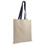 135 g/m2 natural cotton shopping bag with coloured long handles 3