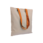 135 g/m2 natural cotton shopping bag with coloured long handles 1