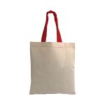 135 g/m2 natural cotton mini shopping bag with coloured short handles 2