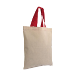 135 g/m2 natural cotton mini shopping bag with coloured short handles 3