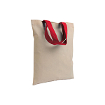 135 g/m2 natural cotton mini shopping bag with coloured short handles 1