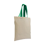 135 g/m2 natural cotton mini shopping bag with coloured short handles 3