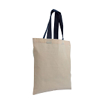 135 g/m2 natural cotton mini shopping bag with coloured short handles 3