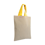 135 g/m2 natural cotton mini shopping bag with coloured short handles 3