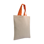 135 g/m2 natural cotton mini shopping bag with coloured short handles 3