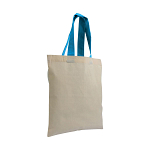 135 g/m2 natural cotton mini shopping bag with coloured short handles 3